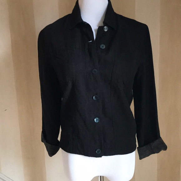 Chico’s black silk and linen jacket - Picture 3 of 8